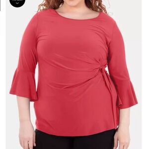 NY Connection Plus Size Bell-Sleeve Side-Tie Top 1X